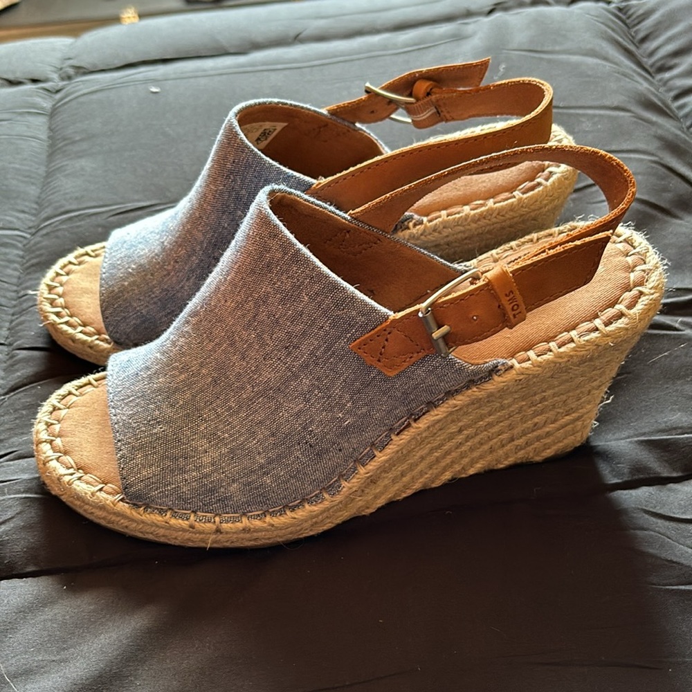 TOM’S WEDGE DENIM SANDALS -8